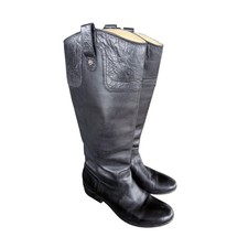 Womens 7 Frye Melissa Button Tall Black Leather Equestrian Western Riding Boots