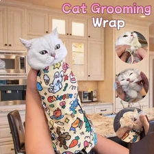 Self-Adhesive Cat Grooming Wrap Anti-Bite Scratch Escape Restraint for Nail Trim