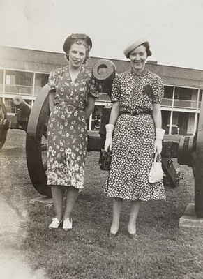 #ad #ad Fort McHenry 1938 Cannon amp; Two Women Brownie Camera Baltimore MD Vintage Photo $12.95