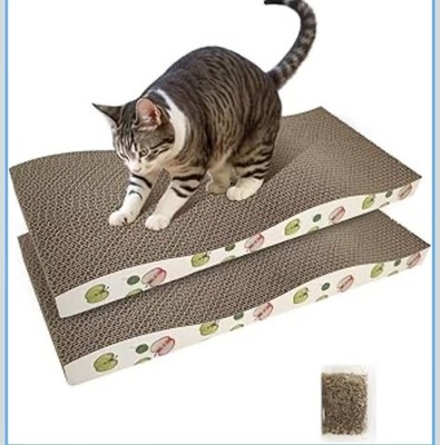 Cat Scratching Board, Corrugate Cat Scratcher for Indoor Cats with Catnip( 2pcs)