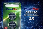 2 x PoundMax 2430 CR2430 DL2430 K2430L ECR2430 3V Lithium Coin Cell Batteries