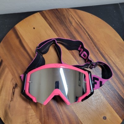 Flow Vision Rythem  Motocross Goggles Pink/Black w/ Mirror Lens