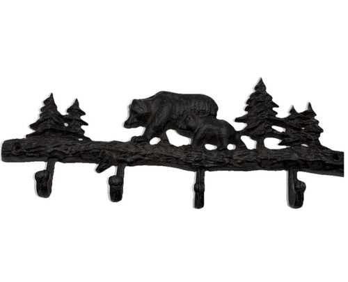 Cast Iron Bear Wall Key Rack Holder 4 Hooks Coat Hook Home Decor Cabin Outdoors - 第 7/9 張圖片