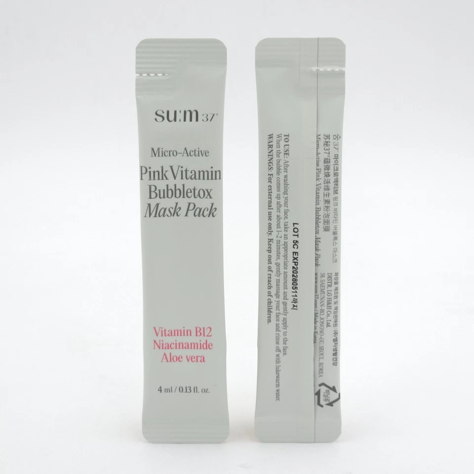 SU:M37 Micro Active Rosa Vitamina Bubbletox Mascarilla Paquete 4 ml x 14 piezas K-Beauty Foto 3 de 4