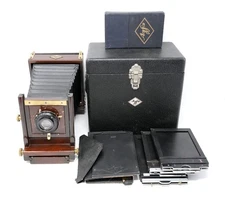 Agfa Ansco Universal Junior View 4 1/4" x 3 1/4" Camera w/ Kodak Lens, Case