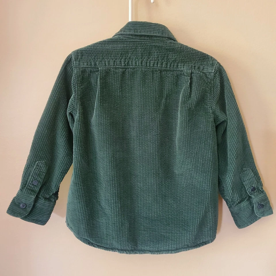Crewcuts Boy's Size 3 Green Knit Corduroy Button Down Shirt Top EUC - Image 2 of 4