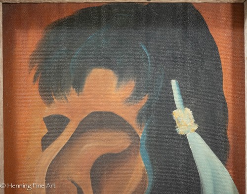 Fine Vintage Oil Painting of Native American Portrait Signed Kjelstrup Modernist - Picture 3 of 8