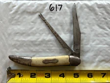 COLONIAL FISH knife pocket folding vtg antique 2 blade scaler