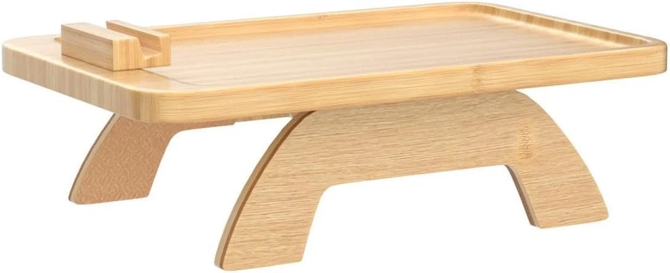 SINWANT Couch Arm Tray Bamboo Clip-On Sofa Table Foldable with 360° Phone Holder - Image 4 of 4