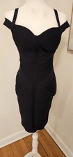 Black Sweetheart Neck Strappy Bodycon Dress Knee Length Sleeveless Zip