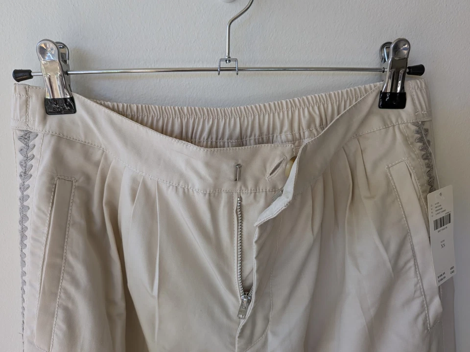 Pantalón Anthropologie Plisado Bordado Pierna Ancha S Mezcla Algodón Boho Foto 4 de 4