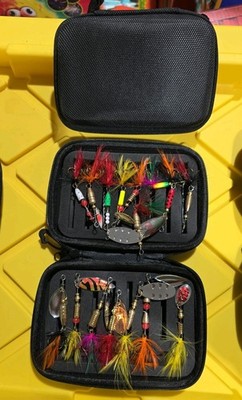 Brand New 16 Pcs Spinner Baits Fishing Lures With Protective Case Bag Trout Bass
