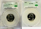 1962-1963 Cac Pr66 90% Silver Washington Quarters Sequential Years