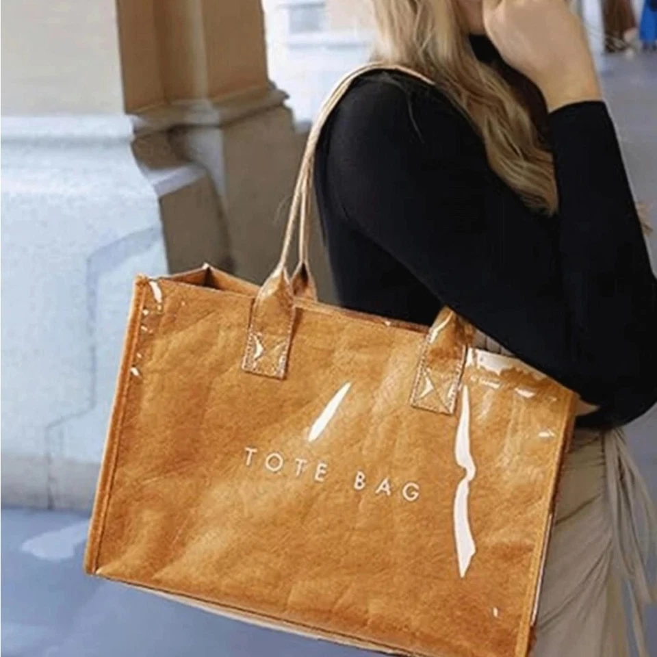 Bolso de Mano Anthropologie Grande Marrón Estampado de Letras Shopper Foto 2 de 4