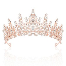 Rose Gold Wedding Tiaras and Crowns for Women, Rhinestone Princess
