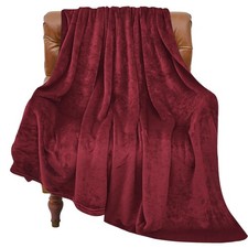 BEDELITE Fleece Blanket Twin Size Burgundy Throw Twin 60"x80" ,