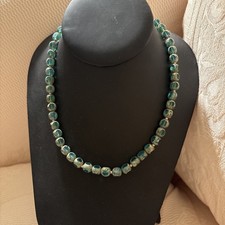 vintage DAVID AUBREY blue glass Multi Strand Necklace 16”