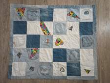 Handmade Denim Patchwork Quilt Throw Blanket Mixed Blue Jeans Levi's Wrangler