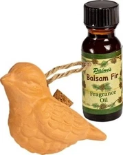 Chickadee Terra Cotta Diffuser Gift Set + 1/2 oz Balsam Fir Oil Christmas Paine