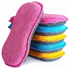 Dish Sponges Kitchen Microfiber Cleaning Scrubber for Dishwashing Sink Pack of 6