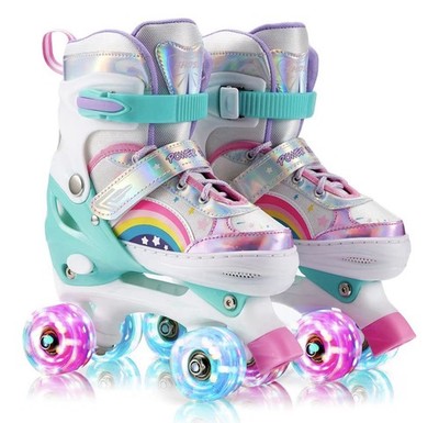 SULIFEEL Rainbow Adjustable Roller Skates for Girls EU 37-39