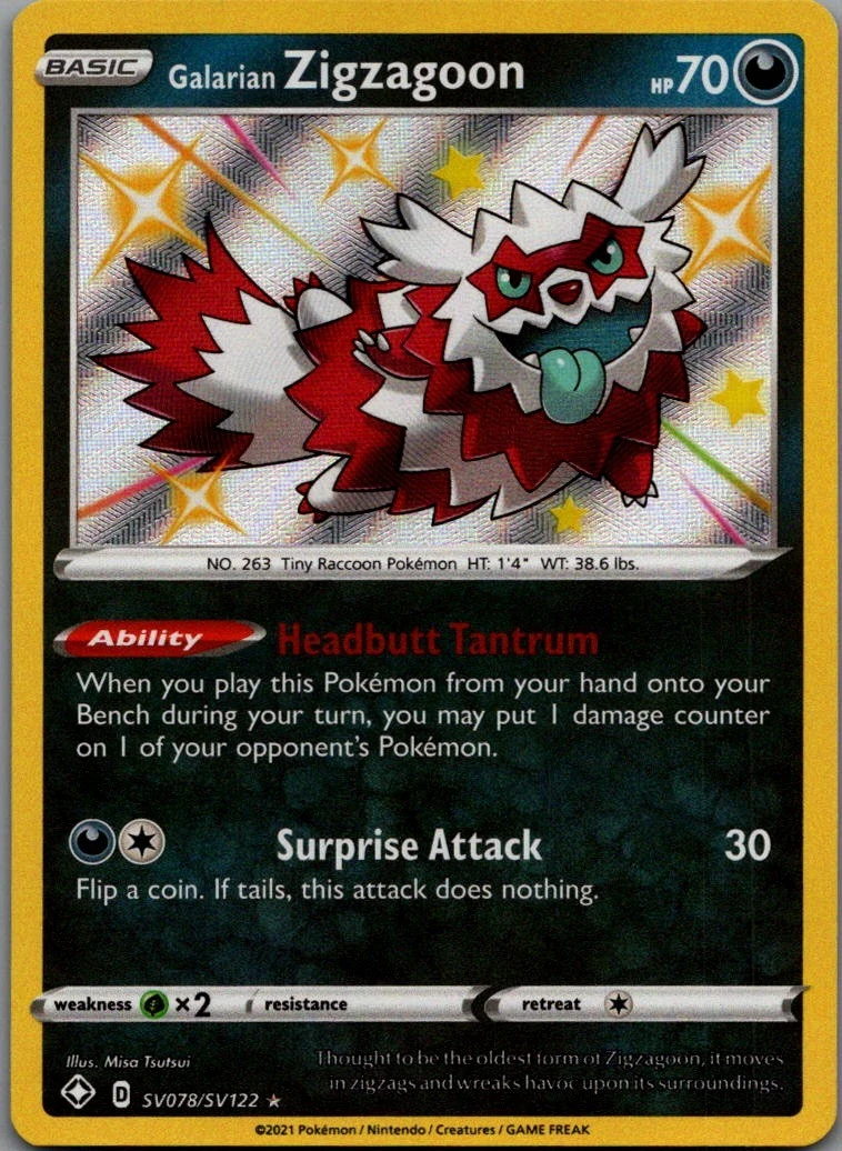 Galarian Zigzagoon SV078/SV122 Shining Fates: Shiny Vault for sale