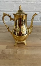 International Silver Company 24k gold electroplated footed lidded tea/coffee pot