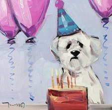 Jose Trujillo Art PRINT 16x16 Collectible Artist Painting Dog Puppy Birthday