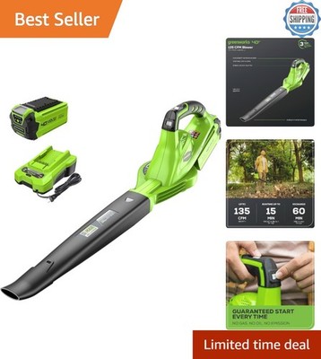 Effortless Lawn Care with 40V Cordless Leaf Blower - 2.0 Ah Battery Included