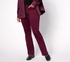 Belle by Kim Gravel TripleLuxe Twill Tall Boot-Cut Jean - Wine Sz 12T a612818