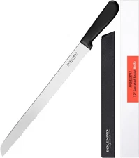 12 Inch Serrated Bread Knife for Homemade Bread, Stainless Steel Wide Wavy Edge