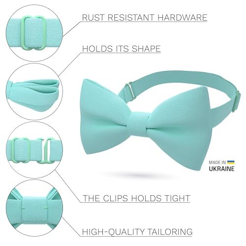 Classic Pre-Tied Bow Tie Set Formal L - (19-99 yrs., adults, full age) 52 Mint - Bild 2 von 5