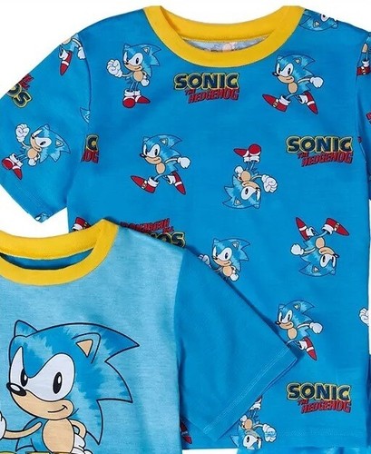 SONIC The Hedgehog Pajamas Boys 7/8 NEW 3 Piece Two Shirt Shorts Sonic Pjs Set - 第 3/6 張圖片