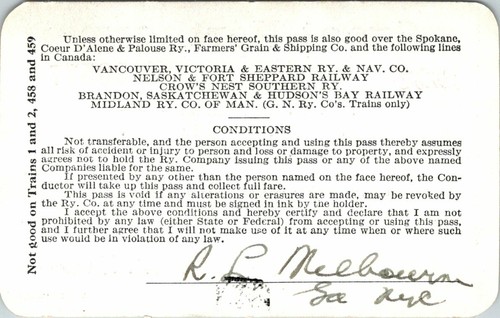 1932 Great Northern Railway Company pase de empleado - Imagen 2 de 2