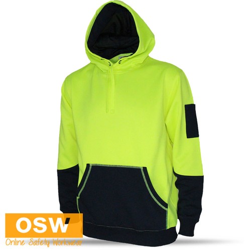 Hi Vis 2 Tone Orange/Navy, Yellow/Navy Premium Quality Super Fleecy Hoodie 3721 - Picture 3 of 4