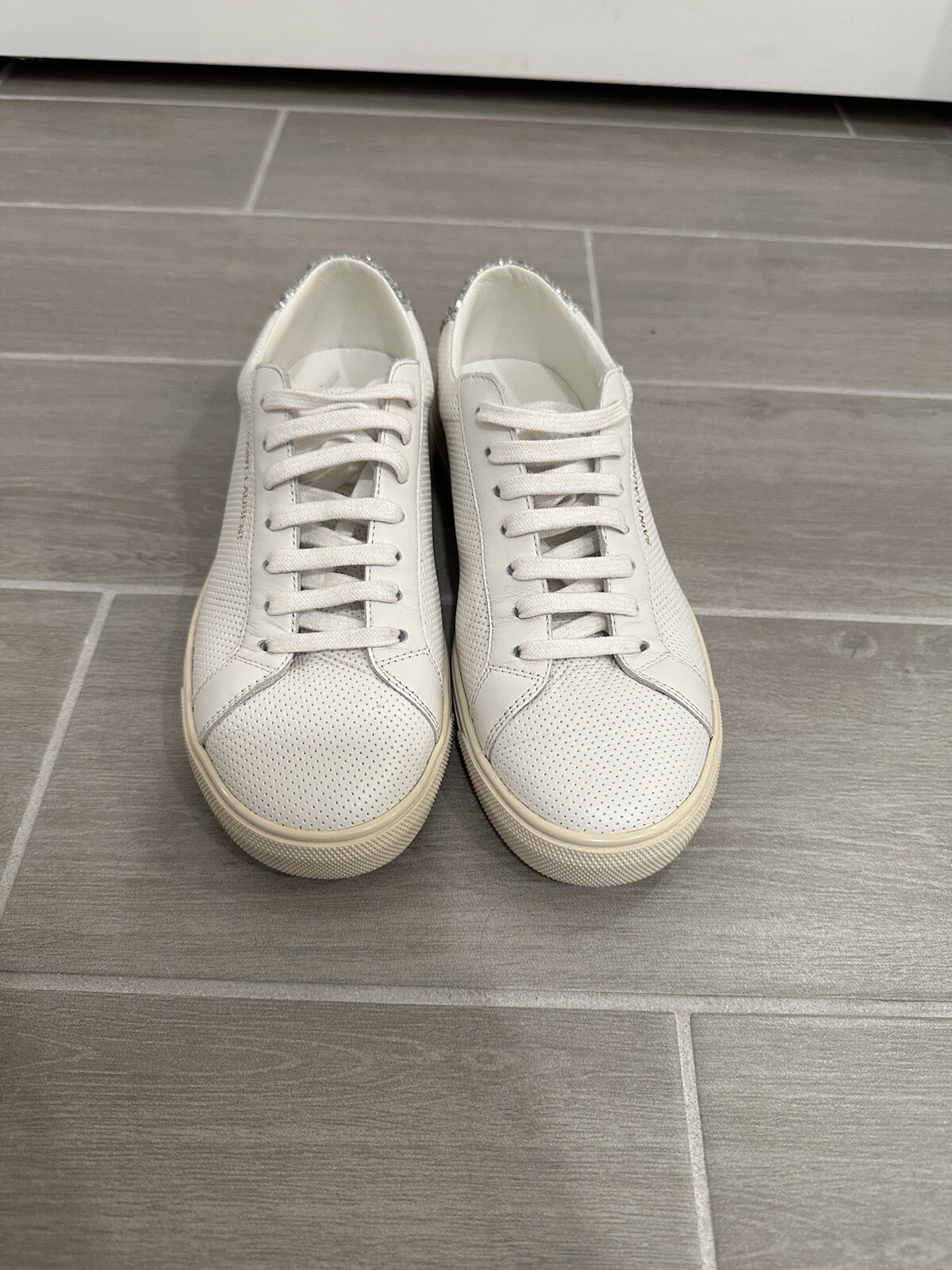 Sneakers basse SAINT LAURENT in pelle di vitello traforata glitter Andy taglia 36 EU