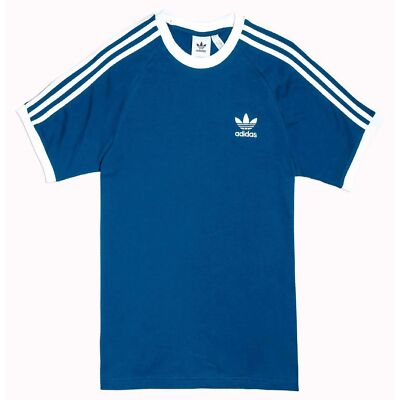 adidas Originals 3 Stripes Logo Tee Herren Trefoil Vintage Shirt Navy Marine XS