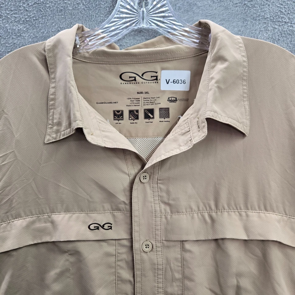 Camisa con botones GG Game Guard para hombre 3XL beige UPF 30+ secado rápido ventilación de malla fresca Foto 4 de 4