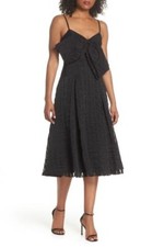 Fame And Partners Womens Susie Textured Tea Length  Dress in Black Size 6 $279