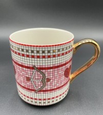 Anthropologie Bistro Tile Valentine Edition Stoneware Heart Bow & Arrow Mug New