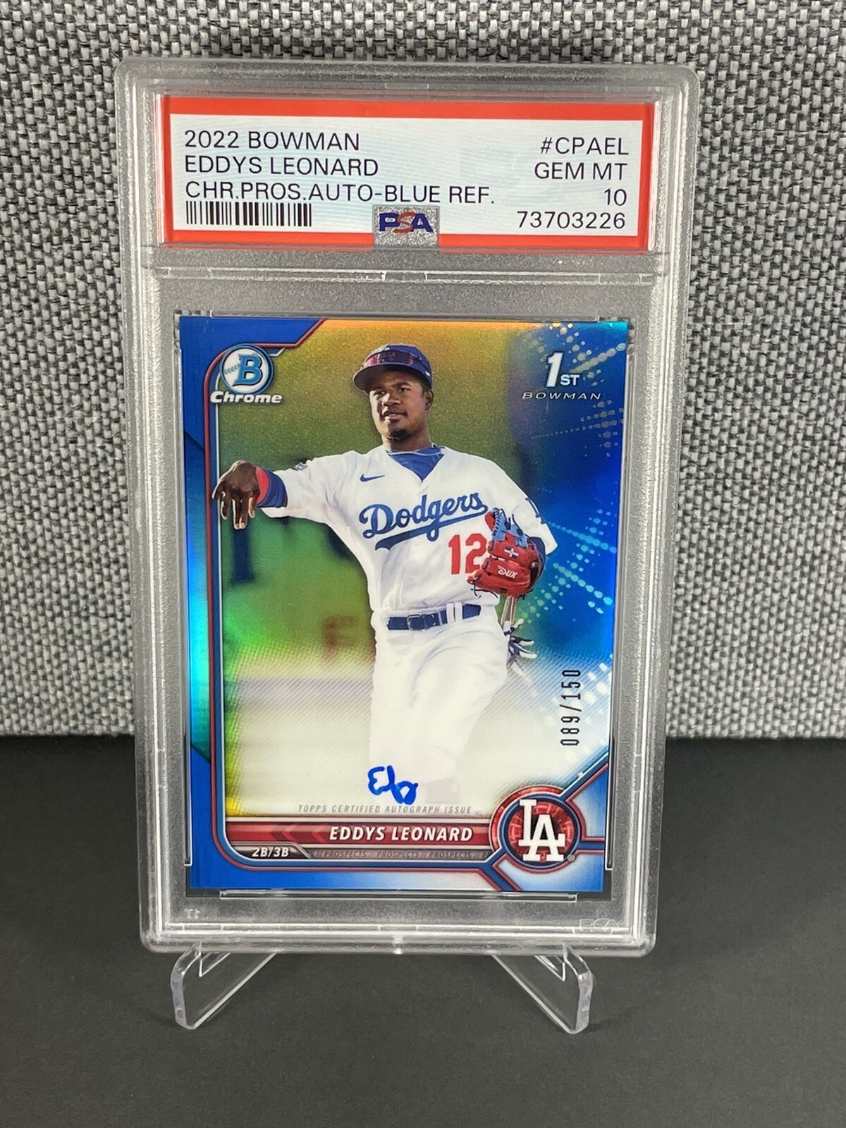 2022 Bowman Chrome Eddys Leonard True Blue Auto /150 PSA 10 1st Bowman Dodgers