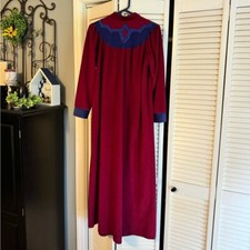 Vintage Kayser 70's/80's Robe/House Coat Velour With Satin Trim SZ MED