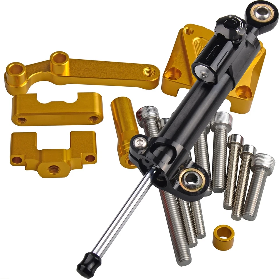 Amortiguador estabilizador de dirección CNC y soporte para Kawasaki Ninja300 EX300 2013-2017 Foto 2 de 4