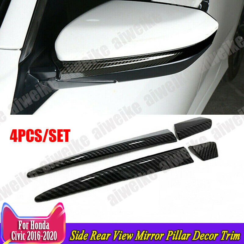 For Honda Civic 2016 - 2021 Carbon Fiber Side Rear View Mirror Pillar Decor Trim