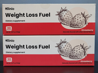 Lot of 2 Klinio Weight Loss Fuel Strawberry 30 Packets Each New in Box! Exp 6/27