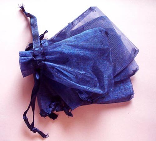 10 small navy blue organza gift pouches/bags with drawstring - Picture 1 of 1