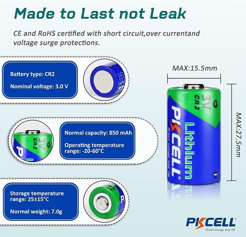 PKCELL CR2 Batteria 3 V CR15H270 Batterie fotografiche al litio per telemetro (10 pz) - Foto 6 di 6
