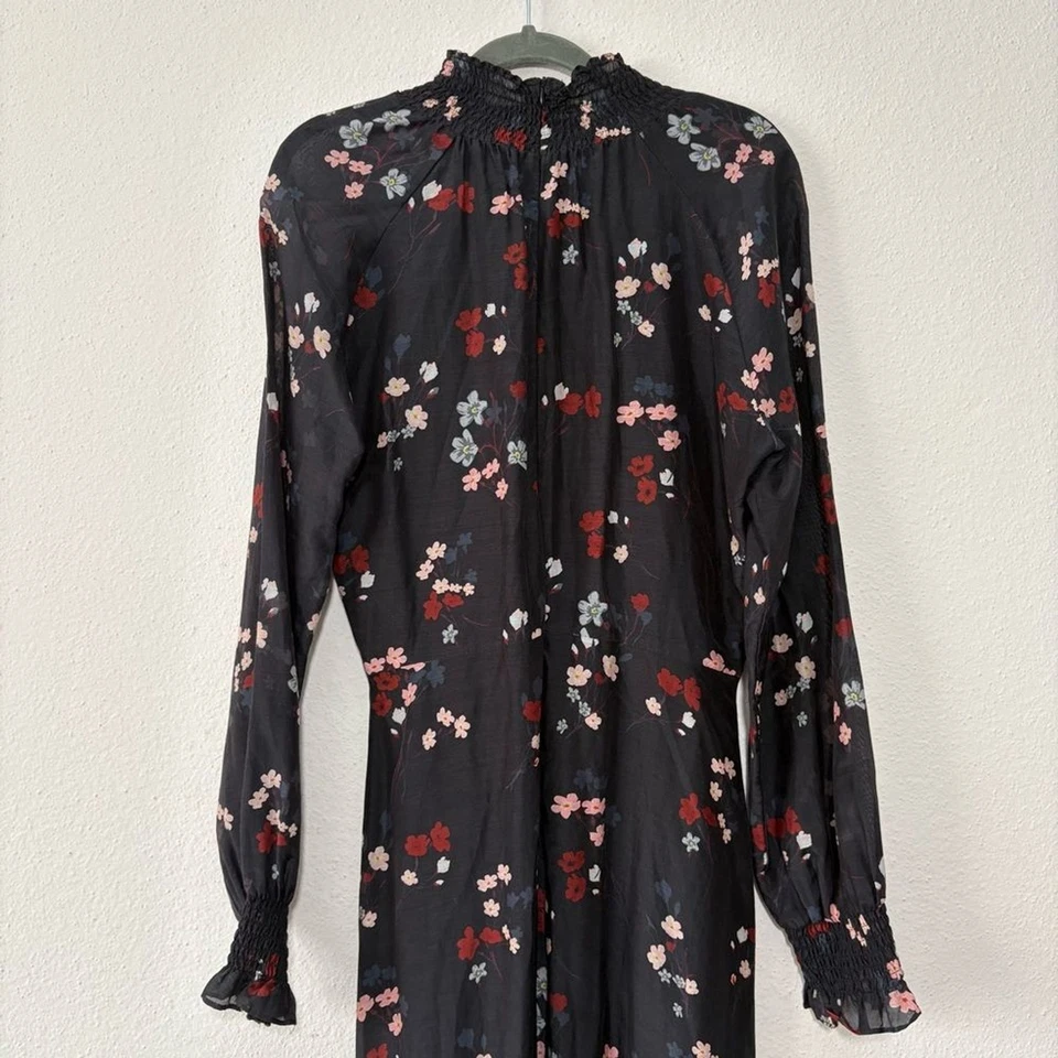 Maxi Vestido Anthropologie Caballero Valintine Mezcla Seda Pequeño Ditsy Floral Años 70 Boho Foto 3 de 4