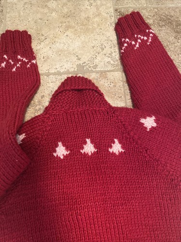 Vintage Youth Child Unisex Cowichan Sweater Big Lebowski Christmas Red - Picture 9 of 10
