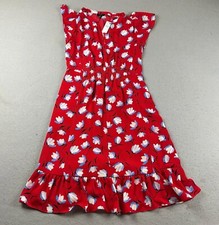 Talbots Dress Womens 2P Red Floral Lined Short Sleeve Waisted Flared Flowy NWT